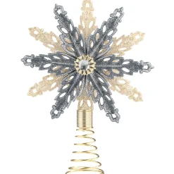Käthe Wohlfahrt Baumspitze Schneeflocke, Champagner/Anthrazit