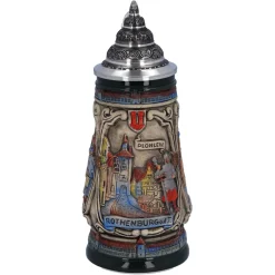 Käthe Wohlfahrt Bierkrug Mit Zinndeckel "Rothenburg Mit Ritter", 0,25L