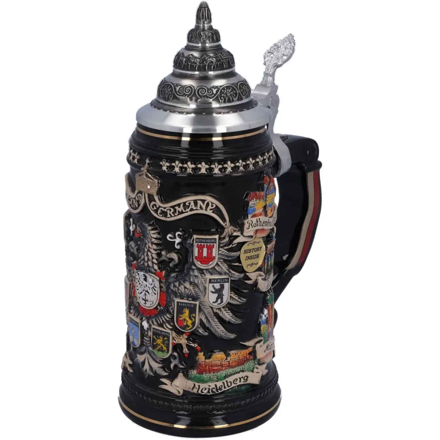 Käthe Wohlfahrt Bierkrug Mit Zinndeckel "Stadtwappen", Gold, 0,4L