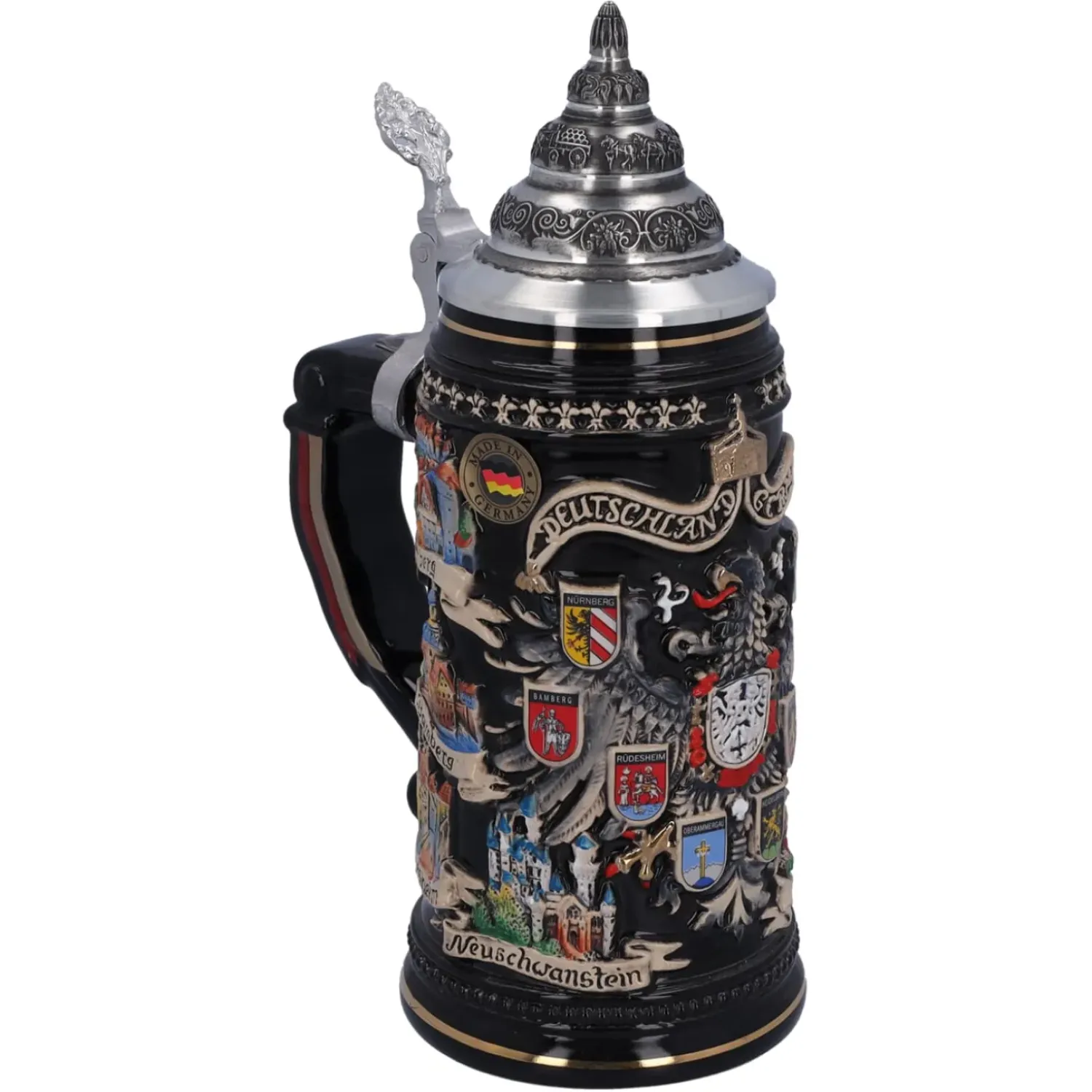 Käthe Wohlfahrt Bierkrug Mit Zinndeckel "Stadtwappen", Gold, 0,4L