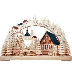 RATAGS Holzdesign 3-D Schwibbögen "Holzfallerhaus", 115V Mit Usb A-Anschluss
