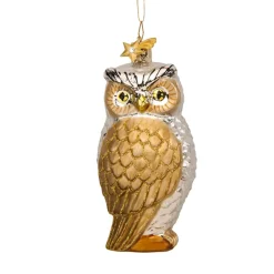 Poesie in Glas Eule Gold-Silber