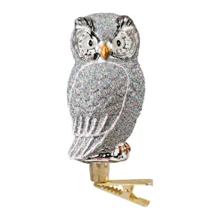 Poesie in Glas Eule Silber Mit Clip