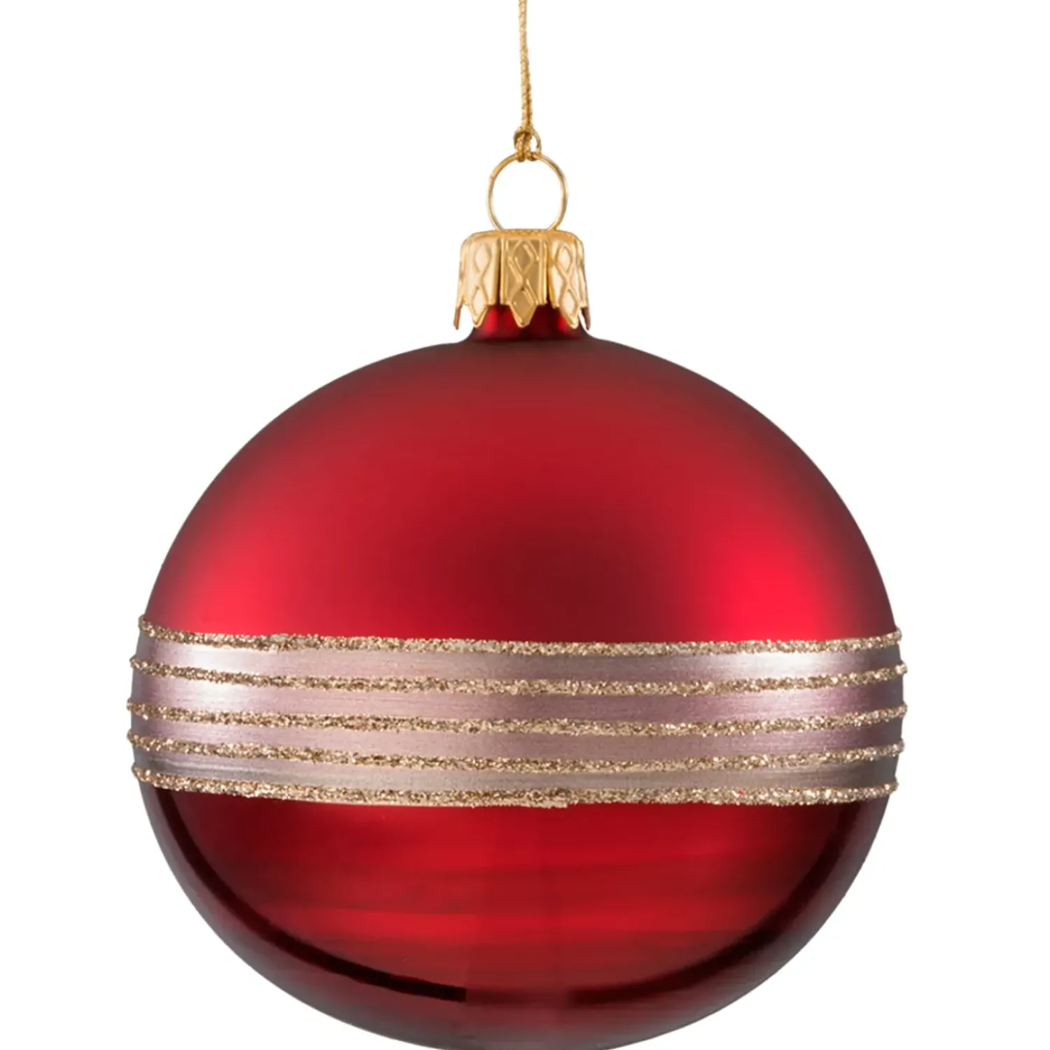 Käthe Wohlfahrt Glaskugel Bordeauxrot Mit Glitterband, 8Cm