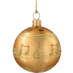 Käthe Wohlfahrt Glaskugel Gold Mit Noten, 6 Cm
