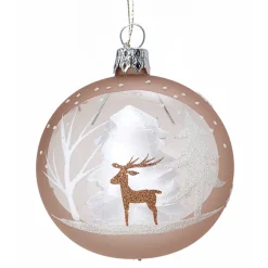 Käthe Wohlfahrt Glaskugel Hellbraun Mit Winterwald, 7Cm