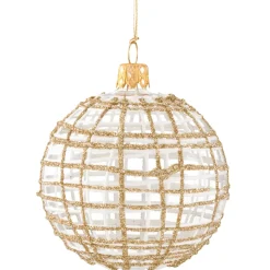 Käthe Wohlfahrt Glaskugel Klar Mit Glitter Gold/Weis, 8 Cm