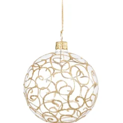 Käthe Wohlfahrt Glaskugel Klar Mit Goldschnorkeln, 6 Cm