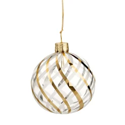 Käthe Wohlfahrt Glaskugel Klar Mit Gold-Weisem Netzdekor, 6 Cm