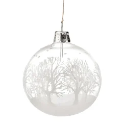 Käthe Wohlfahrt Glaskugel Klar Mit Weisen Baumen, 7 Cm