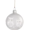 Käthe Wohlfahrt Glaskugel Mattweis Mit Weisen Eulen, 7 Cm
