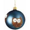 Käthe Wohlfahrt Glaskugel Petrol Mit Eulen, 7Cm