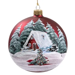 Käthe Wohlfahrt Glaskugel Rot Matt Winterhaus, 10 Cm