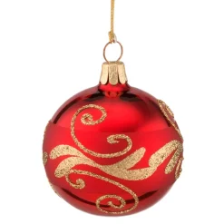 Käthe Wohlfahrt Glaskugel Rot Mit Goldener Verzierung, 6 Cm