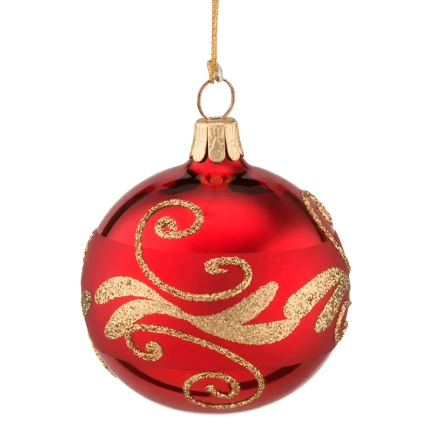 Käthe Wohlfahrt Glaskugel Rot Mit Goldener Verzierung, 6 Cm