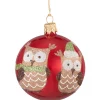 Käthe Wohlfahrt Glaskugel Rot Mit Zwei Eulen, 7 Cm