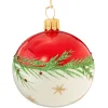Käthe Wohlfahrt Glaskugel Rot-Weis Mit Zweig Und Sternchen, 6 Cm