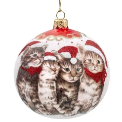 Käthe Wohlfahrt Glaskugel Weis Katzenweihnacht, 10 Cm