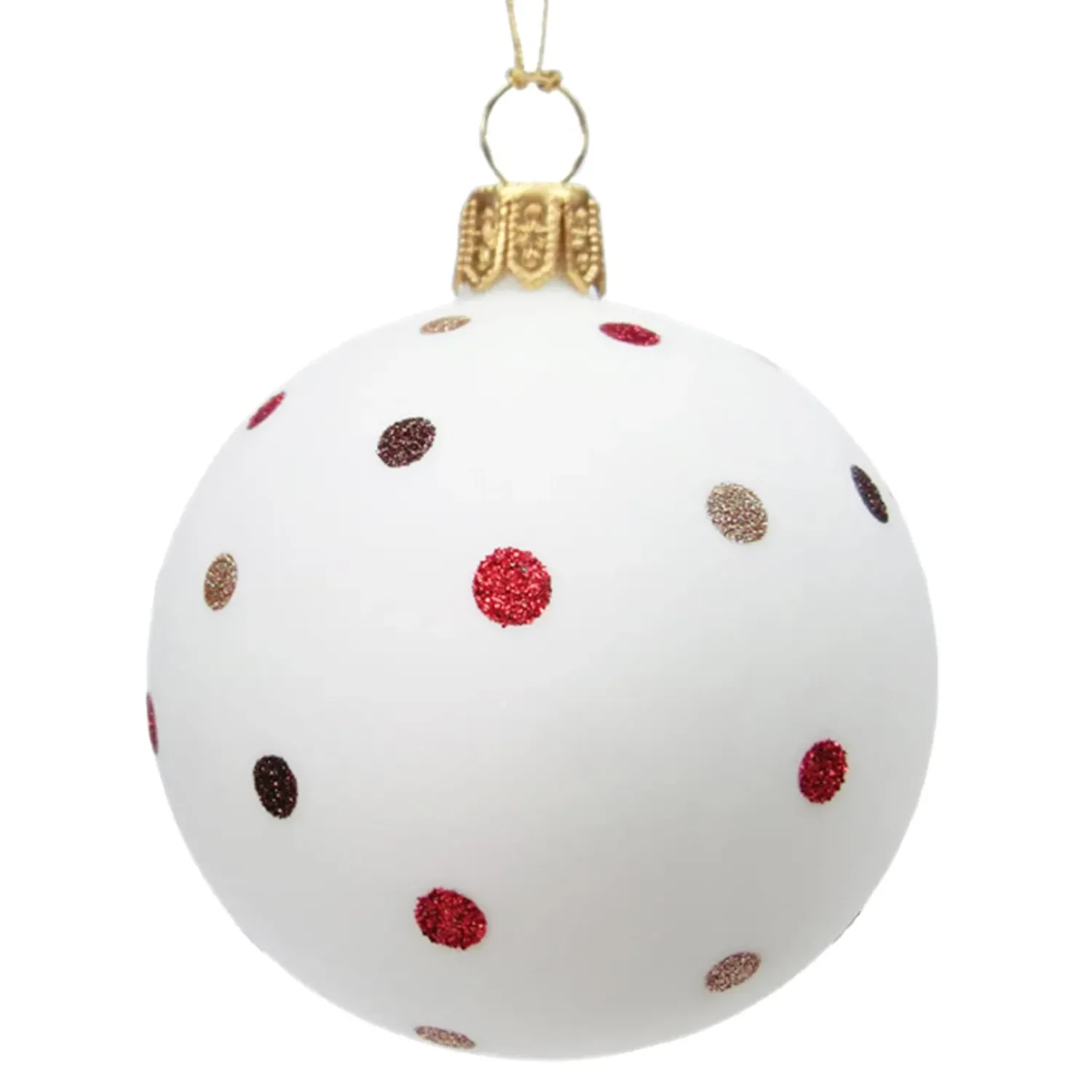 Käthe Wohlfahrt Glaskugel Weis Matt Mit Glitzerpunkten, 6 Cm