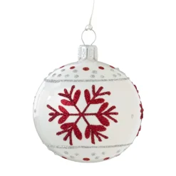 Käthe Wohlfahrt Glaskugel Weis Mit Roten Flocken, 6 Cm