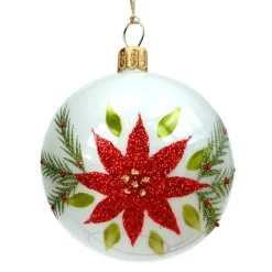 Käthe Wohlfahrt Glaskugel Weis Mit Weihnachtsstern, 7 Cm