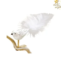 Poesie in Glas Glasvogel Weis-Silber