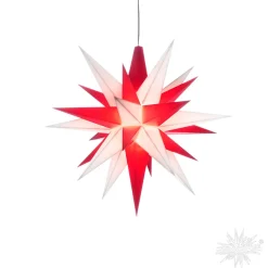 Herrnhuter Sterne Herrnhuter Stern Weis/Rot, 13Cm, Kunststoff