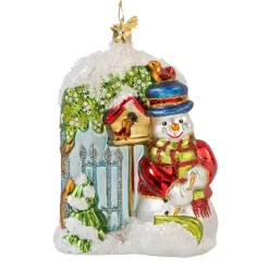 Poesie in Glas Schneemann Am Gartentor