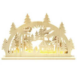 RATAGS Holzdesign Schwibbögen "Kleines Waldhauschen", 230V Mit Usb A-Anschluss