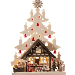 RATAGS Holzdesign Schwibbögen "Tanne Mit Geschenkeladen", 115V Mit Usb A-Anschluss