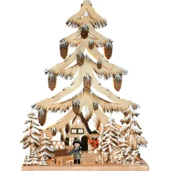 RATAGS Holzdesign Schwibbögen "Tanne Waldhaus", 230V Mit Usb A-Anschluss